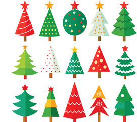 Vector art of collection of christmas tree isolated on white background for christmas decoration