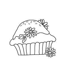 set of cupcakes hand drawing illustration 