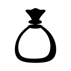 A black silhouette of a money sack or a pouch full of treasure