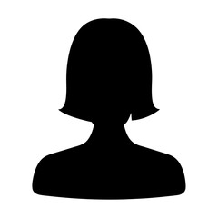 Black Silhouette Depicting a Woman with a Short Bob Hairstyle and Shoulders
