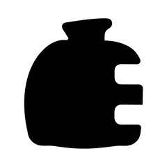 Abstract black and white image resembling a money bag with cutouts