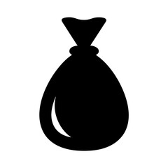 Silhouette of a tied bag filled with goods or treasure, simple design
