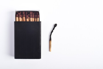 Box of matches isolated on white background, top view