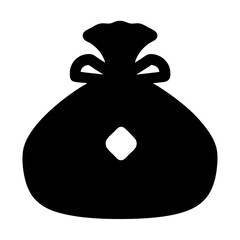 Stylized Illustration of a Money Bag with a Diamond Opening in Black