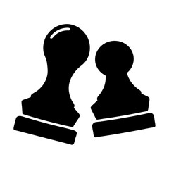 Two Chess Pawns in Bold Black and White Silhouette Representation