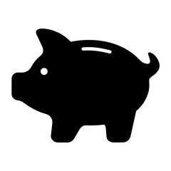 Black silhouette of a piggy bank, symbol of savings and finance