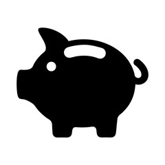 Black Piggy Bank Icon Representing Savings and Financial Management Concepts