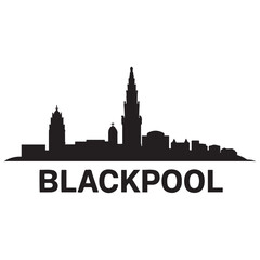 Fototapeta premium Blackpool skyline silhouette. Vector illustration. Vector black silhouette. with white background.