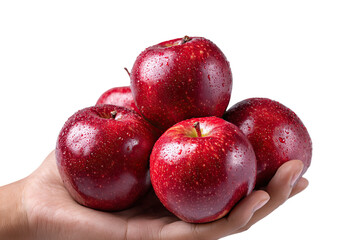 Fototapeta premium Hand Holding Juicy Red Apples on Transparent Background