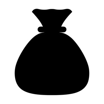 Black silhouette of a money bag or sack of loot vector icon
