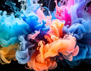 Abstract colorful ink explosion