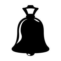 A striking black silhouette of a classic bell design on white background