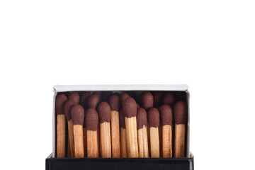 Box of matches isolated on white background, close up