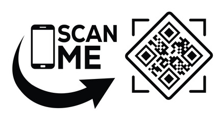QR code scan icon set. Scan me frame. QR code scan for smartphone. QR code for mobile app, payment and identification. Vector illustration.