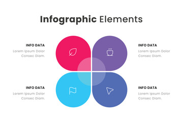 Minimal business circle infographic design template for cycling diagram. presentation and round chart. Business concept with 4 stages. Modern flat vector illustration for data visualization.	