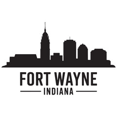 Obraz premium Fort Wayne skyline silhouette. Landscape Fort Wayne, Indiana. Vector illustration. Vector black silhouette. with white background.