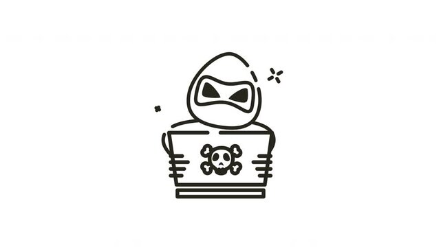 Hacker at a skull laptop. Suitable for cybersecurity and technologyrelated design projects for a edgy appeal.