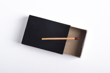Box of matches isolated on white background, top view
