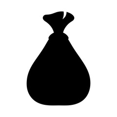 Black silhouette of a tied sack, evoking mystery and unknown contents