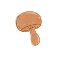 Brown mushroom illustration with detailed texture and shape displayed on a simple background
