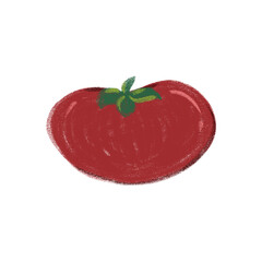 Fresh red tomato with green leaves on a white background