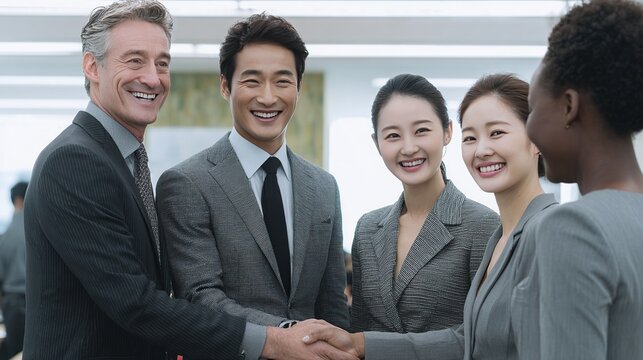 Professional Business Team in Modern Office Setting, Celebrating Collaboration and Success