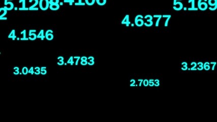 Glowing floating numbers animation with neon blue digits on black background for data visualization, statistics, technology, finance, and coding displays. - Powered by Adobe