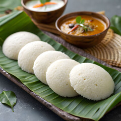 Idli food dish, a soft and fluffy South Indian delicacy