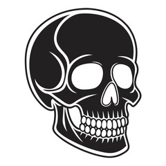 Fototapeta premium Black and white stylized human skull graphic head bone