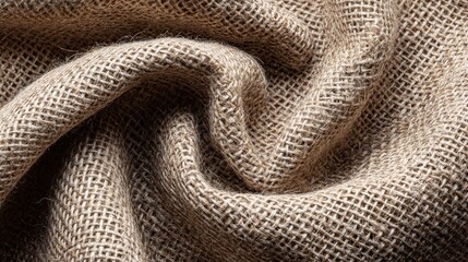 Fototapeta premium Close-up of textured burlap fabric displaying its intricate woven patterns and natural tones.