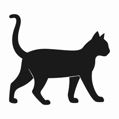 Black cat silhouette walking profile view animal feline