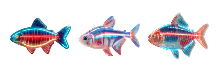 Fototapeta premium Colorful Transparent Plastic Fish Toys for Children Play and Decor