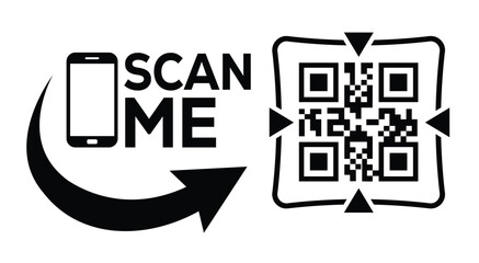 QR code scan icon set. Scan me frame. QR code scan for smartphone. QR code for mobile app, payment and identification. Vector illustration.