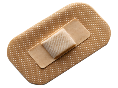 Photo of adhesive bandage strip for wound care isolated on transparent background