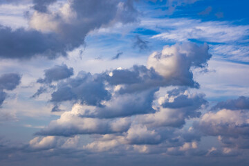 Fototapeta premium Summer sky over sea in Shabla town on Black Sea coast in Bulgaria