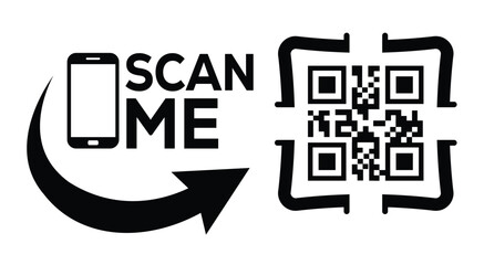 QR code scan icon set. Scan me frame. QR code scan for smartphone. QR code for mobile app, payment and identification. Vector illustration.