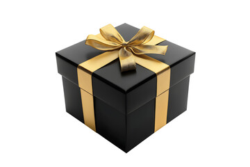Obraz premium Stylish black and golden wrapped gift isolated transparent PNG