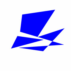 Abstract blue geometric artwork with sharp triangular shapes on a white background, creating a bold, modern, and dynamic minimalist visual composition.