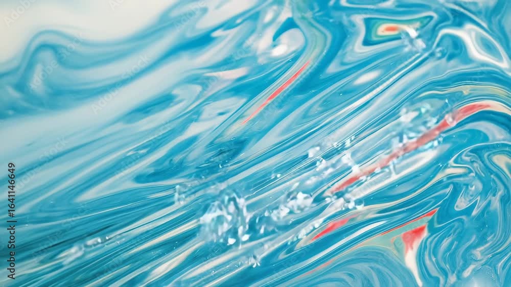 Poster flowing waters: captivating macro shot of fluid blues and whites, creating an artistic interpretatio