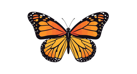 Detailed Illustration of a Monarch Butterfly on a White Background