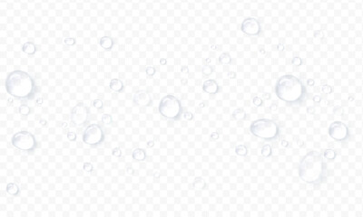 Realistic water drops. PNG drops, condensation on the window, transparent water drop. Abstract water drops, bubbles on transparent background, digital liquid design, Stock royalty free. 
