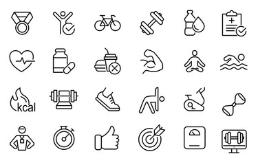 Fitness icon set, gym, 