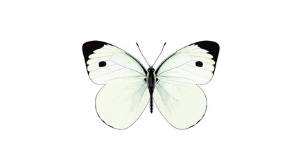 Elegant isolated cabbage white butterfly illustration on clean backdrop