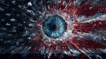 Abstract Patriotic Eye: Symbolic Representation of National Identity and Vision in Vibrant Art