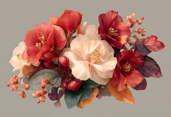 Fototapeta premium Autumn floral digitally painted illustration