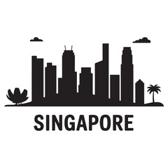 Obraz premium Singapore skyline silhouette. Landscape Singapore. Vector illustration. Vector black silhouette. with white background.