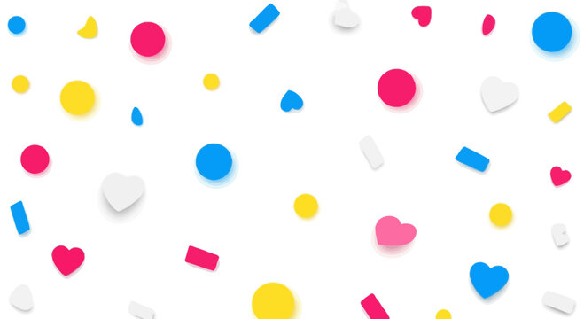 Festive bright color party background with geometric shapes and confetti
