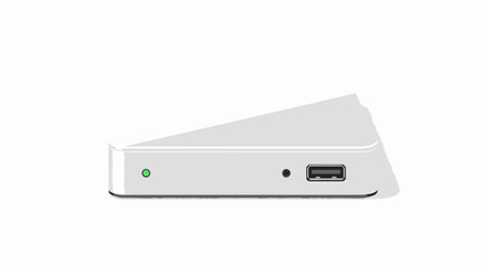 Illustration of modern white mini PC isolated on white surface background