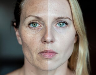 A Detailed Comparison of Aging Characteristics and Youthful Appearance in a Womans Face