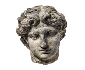 Ancient stone sculpture representing a youthful male figure